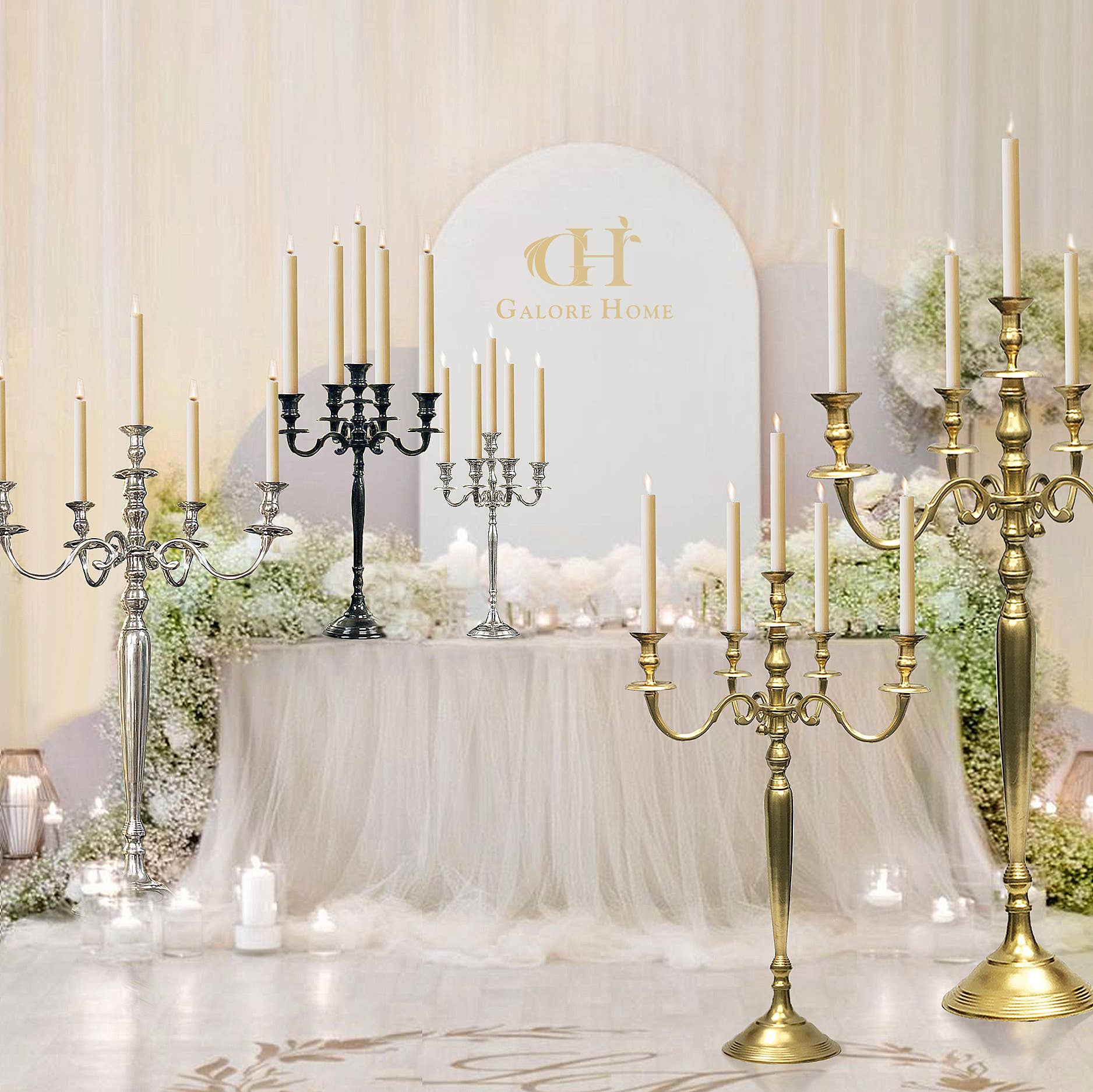 Galore Home - Wholesale Candle Holder - 64" Tall - 5 Arm Candelabra Metal Candle Holder, Grand4