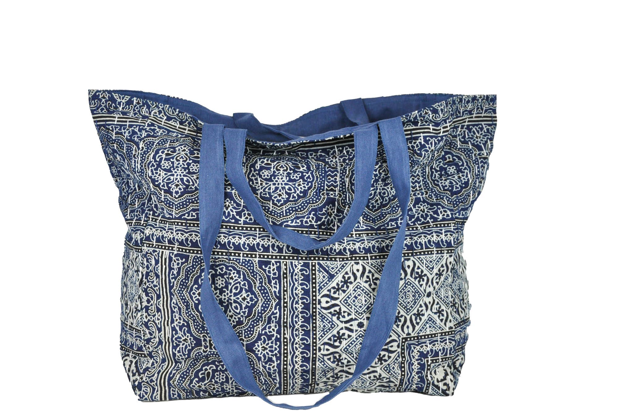 Zumki - Wholesale Tote Bag - Women's - Reversible Kantha Cotton Shopping Shoulder Tote Bag5