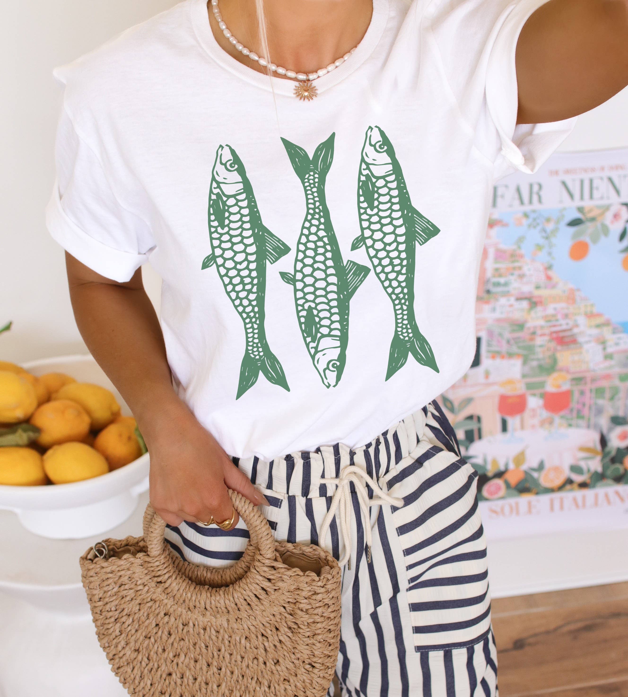 Amy Anne Apparel Inc - Wholesale Screen Printed T-Shirt - Women's - Sardines Graphic Tee | Summer Tee