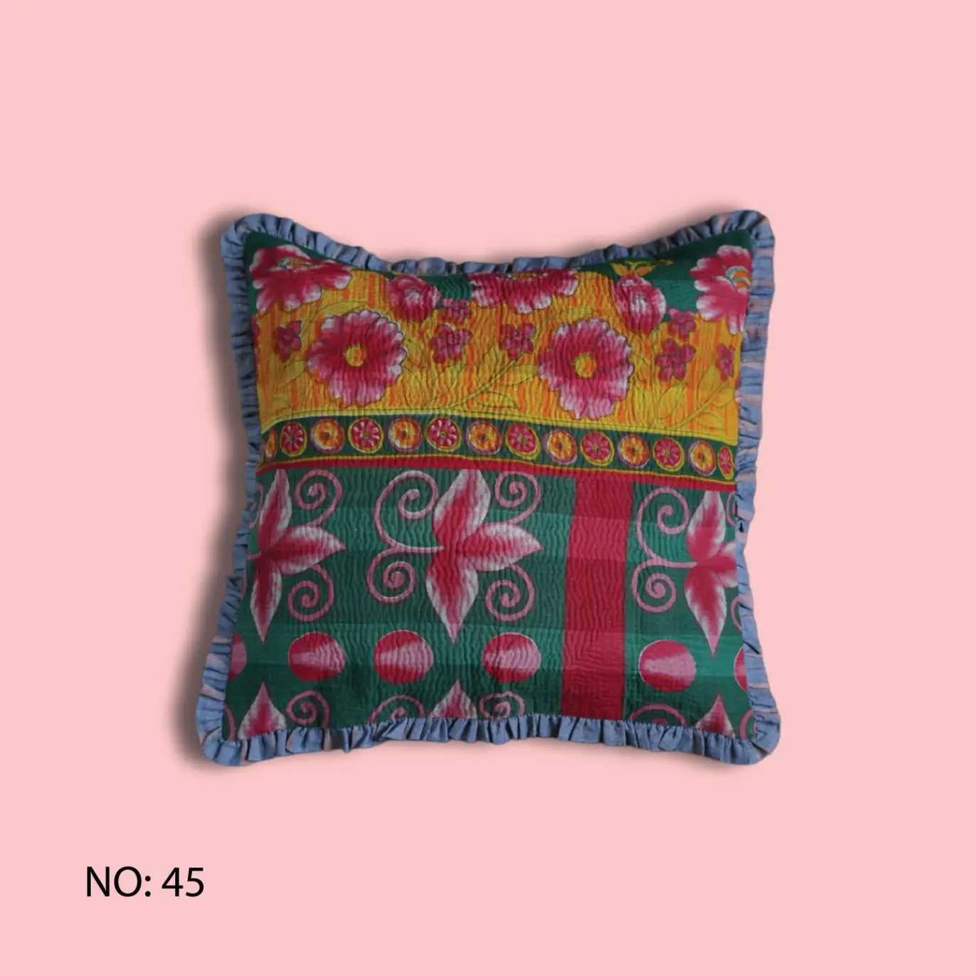 Annahmol - Wholesale Throw Pillow Cover - One of a Kind Vintage Kantha & Ikat Pillow 233