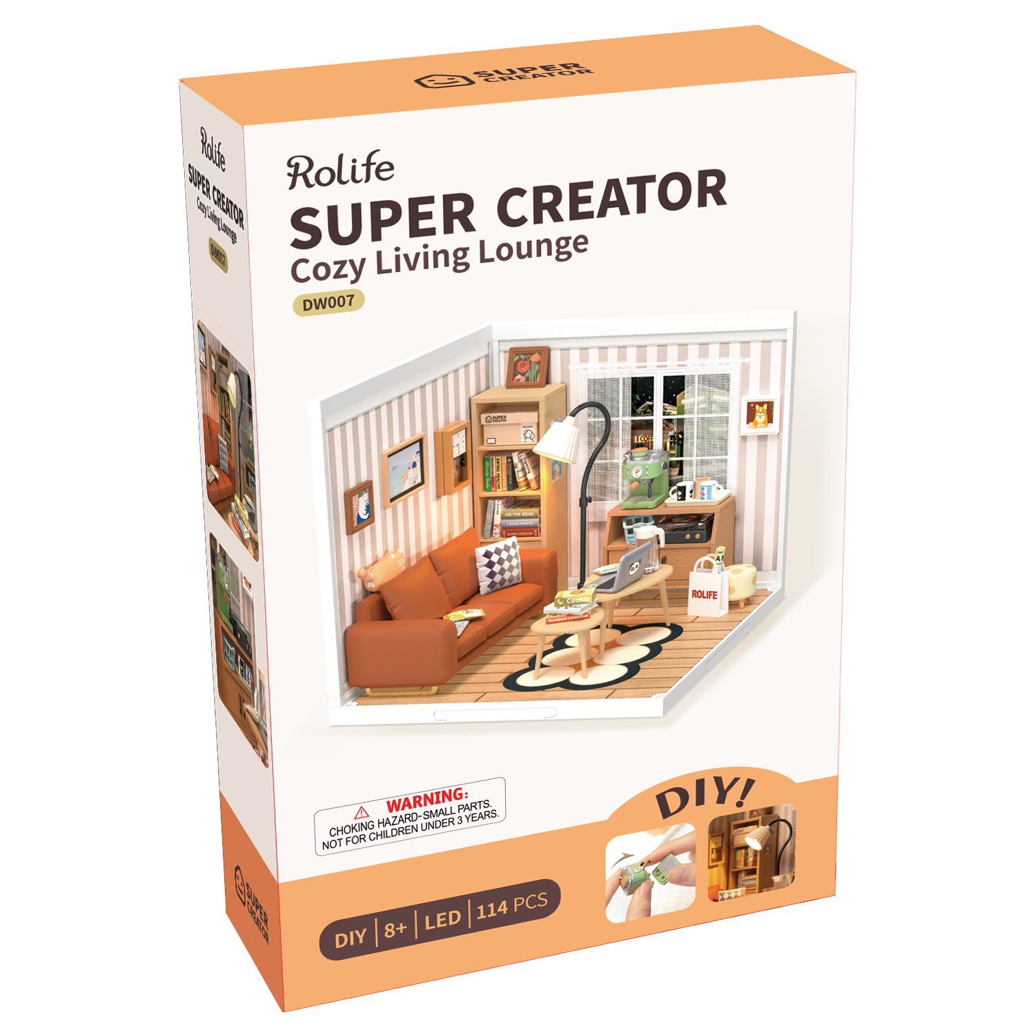 Robotime - Venta al por mayor Kit de manualidades - DW007 Acogedora sala de estar Rolife DIY, casa en miniatura, ABS7