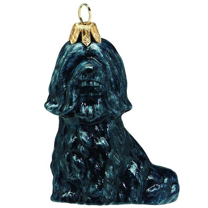 Havanese Black Handmade Glass Ornament for wholesale by Joy To The World Collectibles