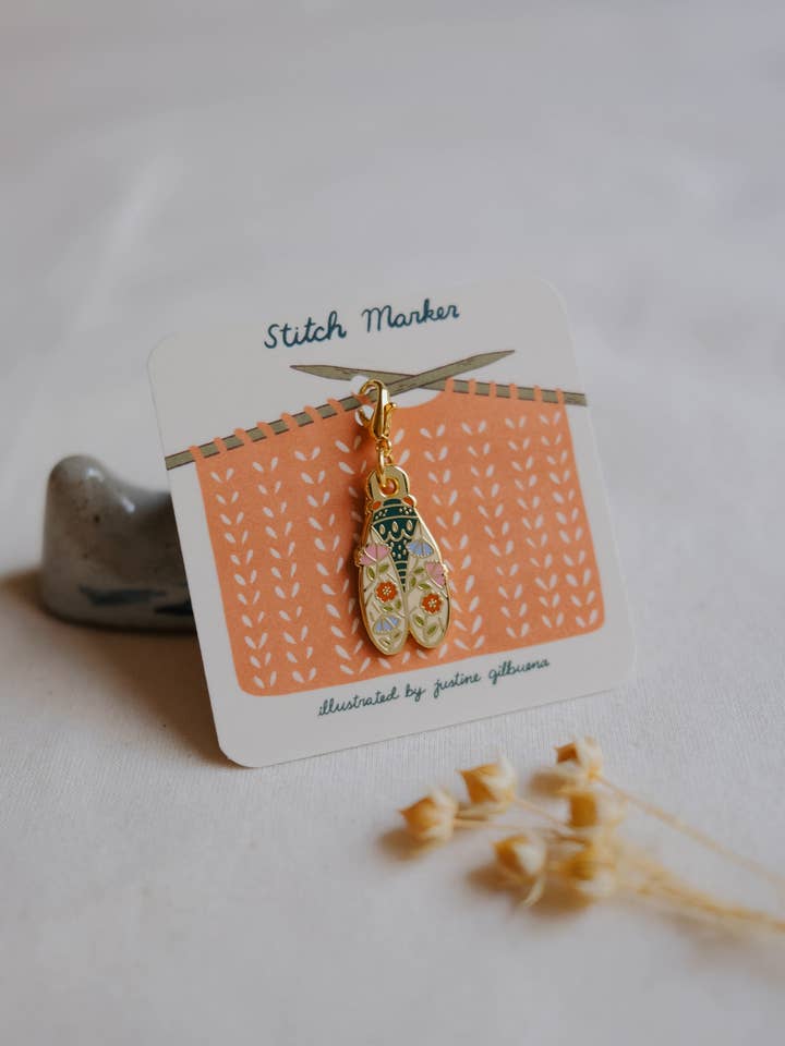 Cicada Stitch Marker for wholesale by Justine Gilbuena