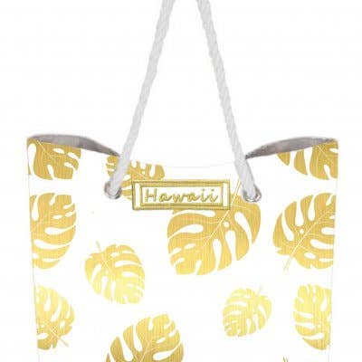 GOLD MONSTERA LEAF CREMEFARBENE TASCHE MIT REISSVERSCHLUSS für den Großhandel von Bean & Vanilla