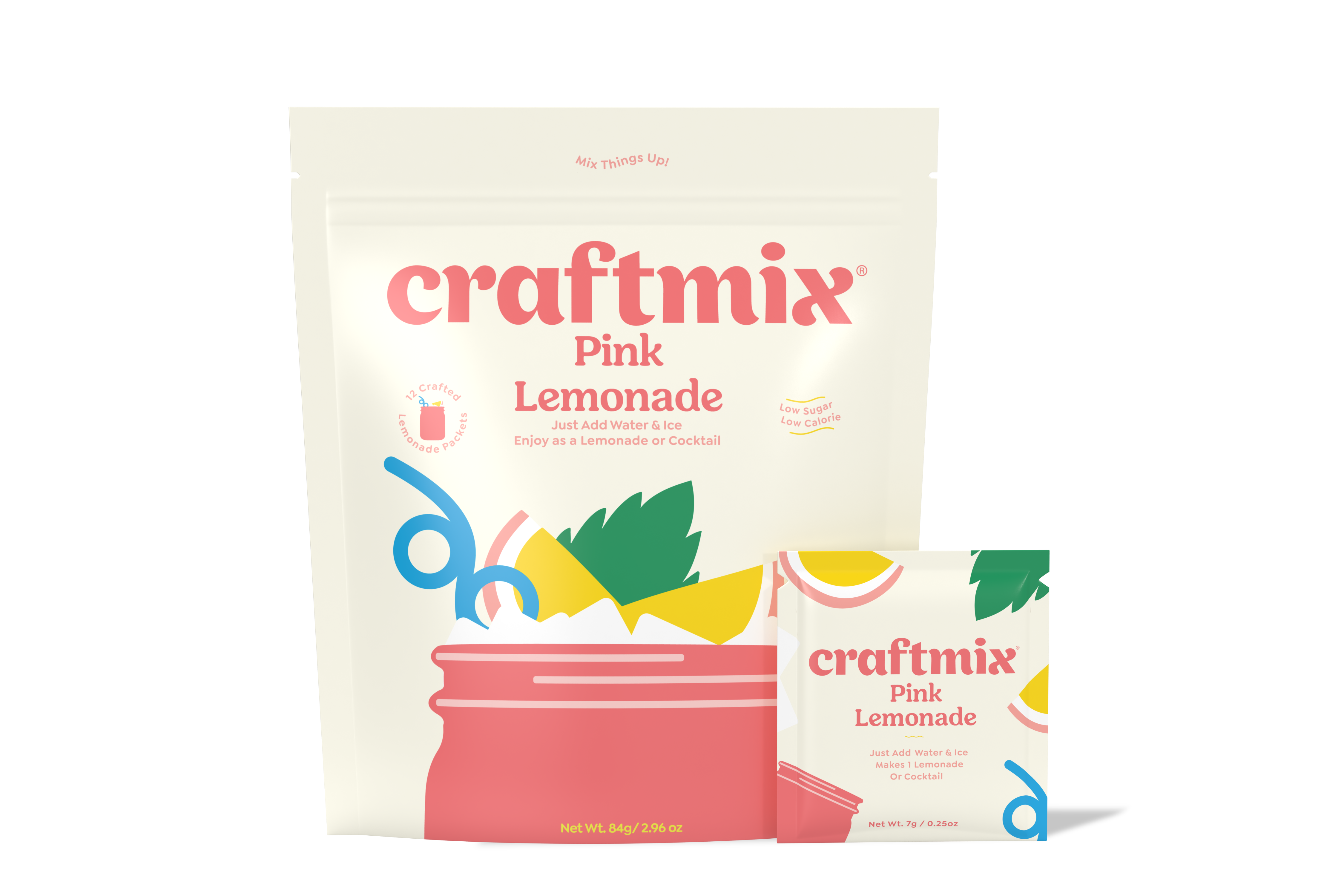 Craftmix – wholesale Cocktail mix/syrup – Pink Lemonade Beverage / Drink Mixer - 12 Serving Multipack2