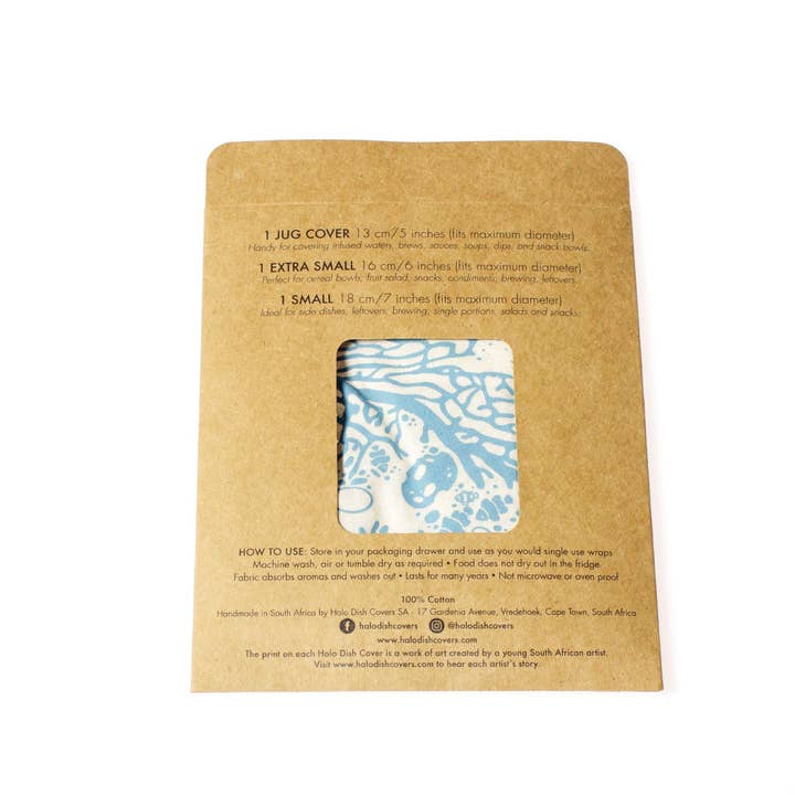 Halo Dish Covers - Wholesale Food Storage Wrap/Bag - Halo Dish & Bowl Cover Small Set of 3 | Beach House Print6