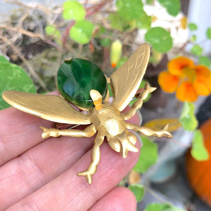 joeyfivecents - Wholesale Brooch - Brooch - vintage brass insect, vintage glass bug