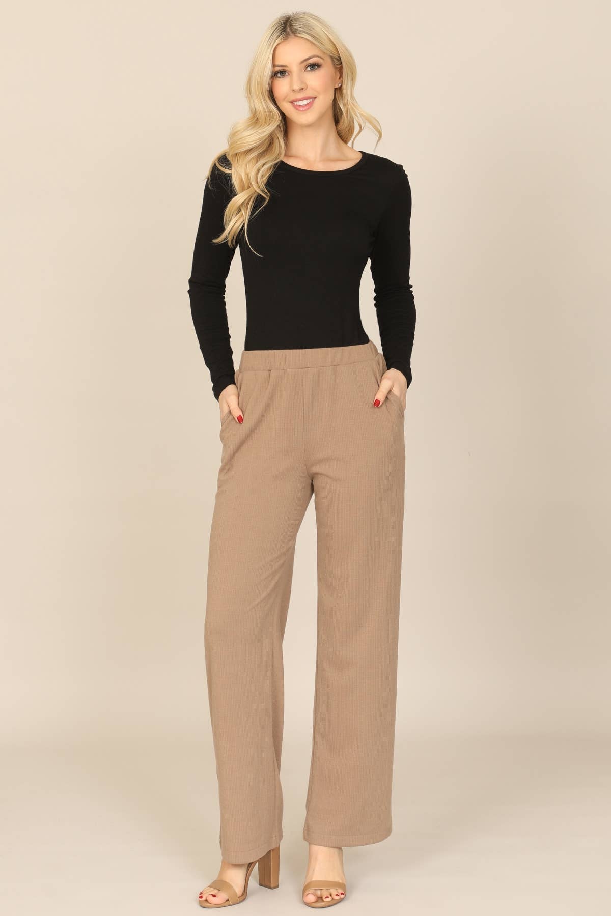 MYS Wholesale Inc - Wholesale Pants - Women's - Wide-Leg High-Waist Black Knit Pants10