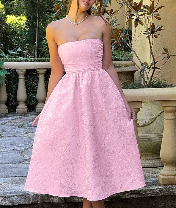 Rosa Clothing - Wholesale Dress - Women's - Jacquard satin swing cami dress8