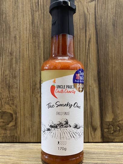 The Smoky One Chilli Sauce (Vegan, Vegetarian, Gluten Free) for wholesale by Uncle Paul's Chilli Charity Farm