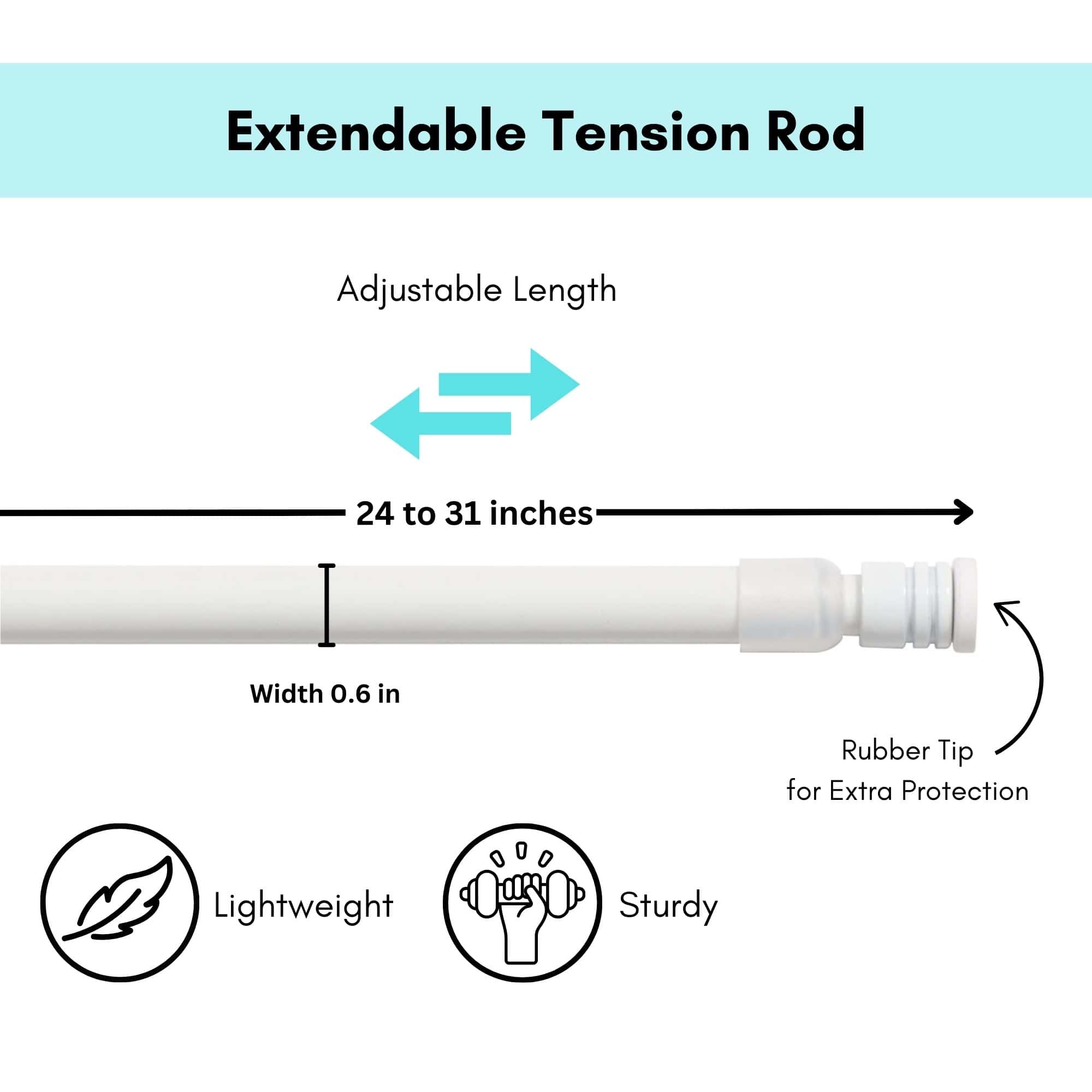 Evideco French Home Goods - Wholesale Curtain Rod - Tension Rods - No Tools Needed Rubber Tips3