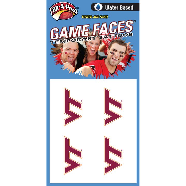 Fanapeel / Gamefaces - Wholesale Temporary Tattoo - Virginia Tech Game Faces® Temporary Tattoos