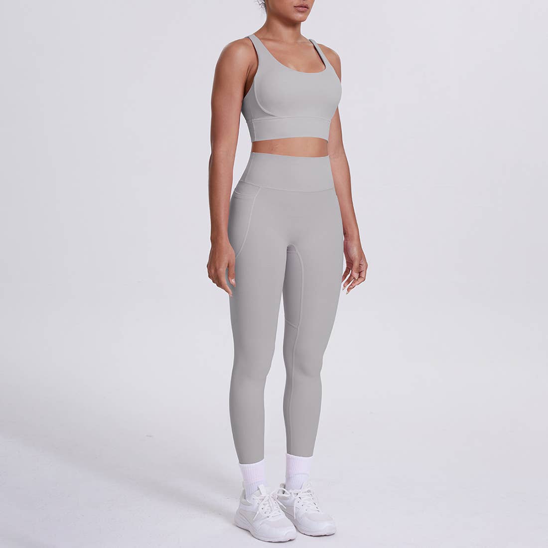 Sodalemon - Venta al por mayor Conjunto de ropa deportiva - Mujer - Conjunto de Yoga para Mujeres: Leggings de Cintura Alta con Bolsillo + Sujetador Deportivo22