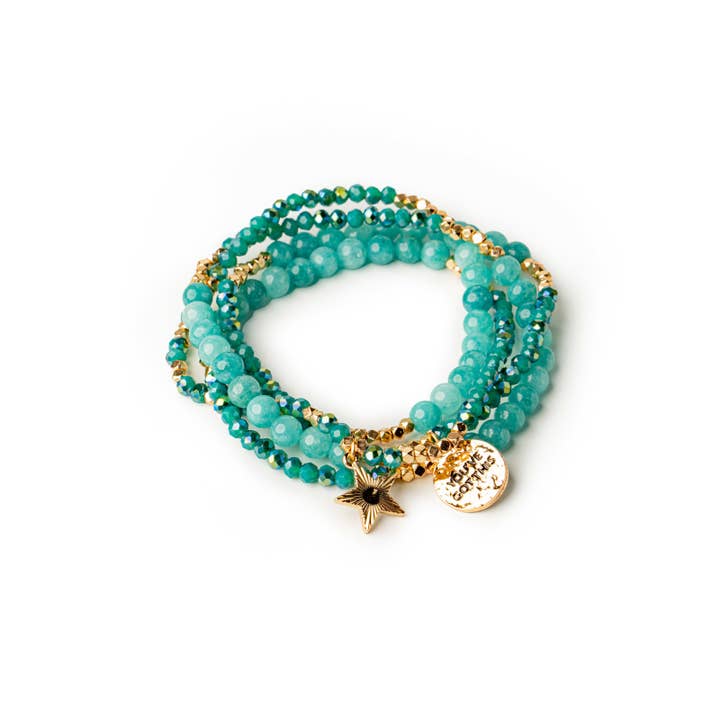 DM Merchandising - Wholesale Jewelry Set - Soul Stacks Terra Stone Wrap Bracelet & Necklace Open Stock