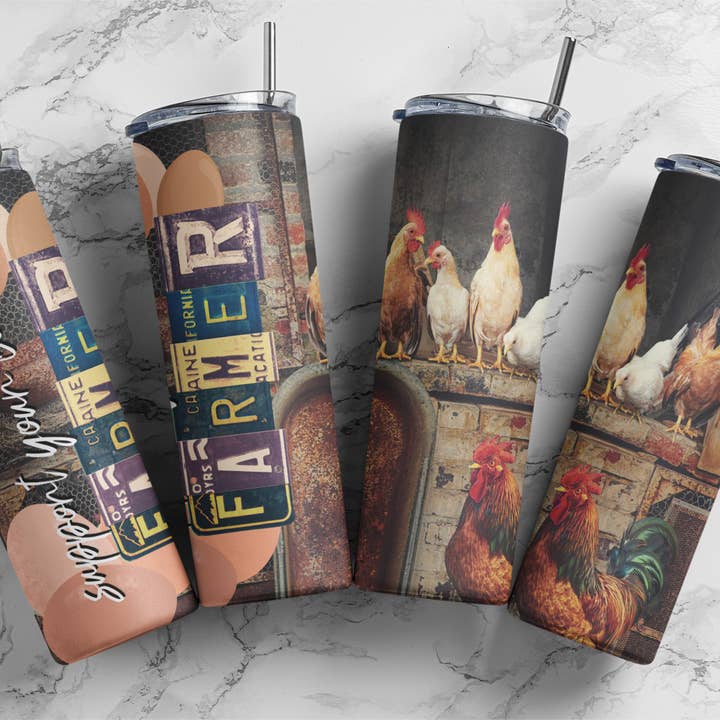 Sublimationsbecher von Support Local Farmer Chickens, 20 Unzen für den Großhandel von Twisted T Creations