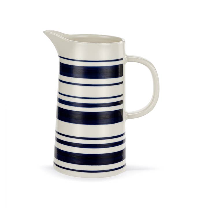 DEMDACO - Wholesale Pitcher - Hand Painted Striped Ceramic Pitcher 34oz