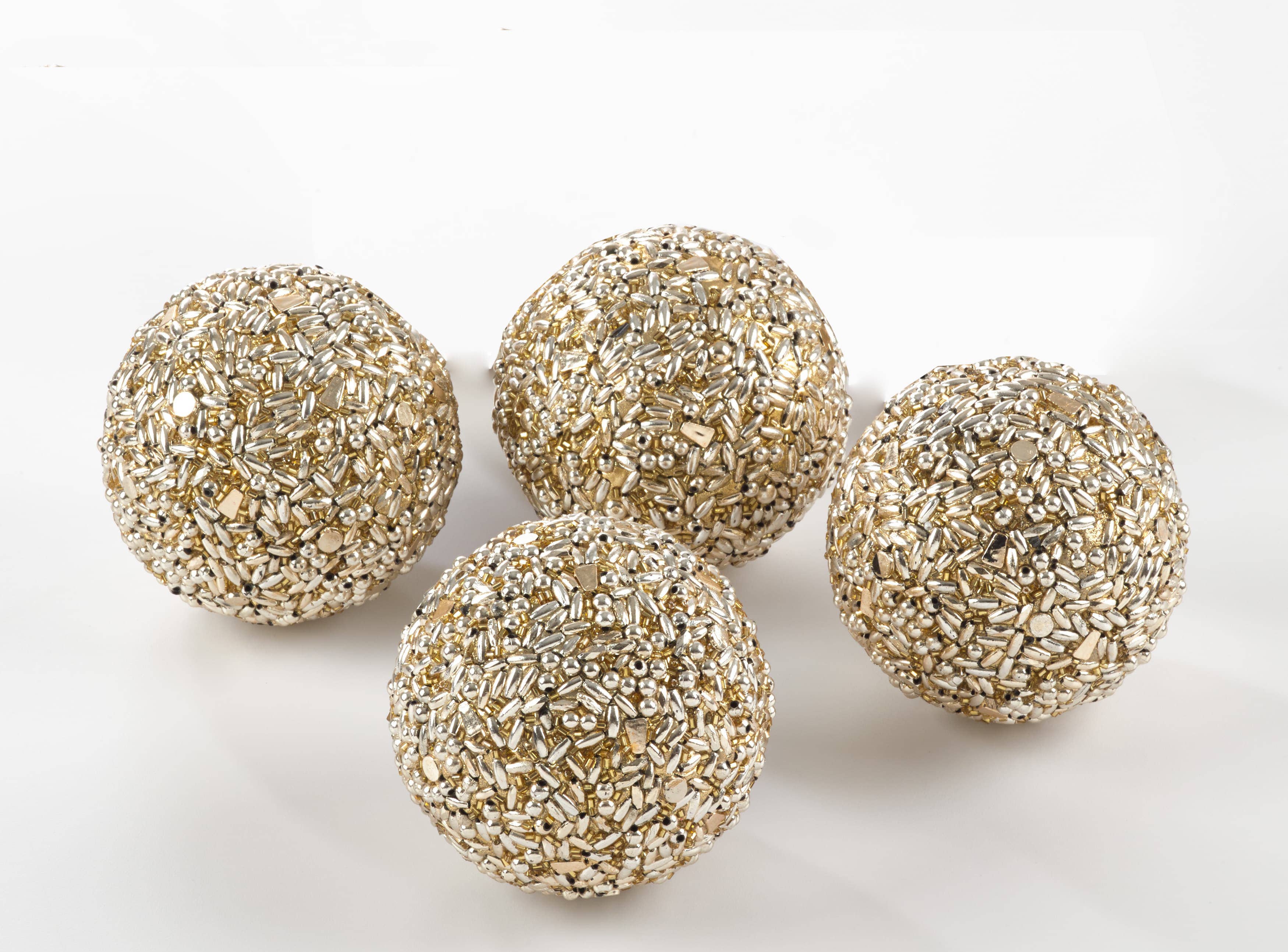 Fennco Styles – wholesale Decorative tabletop object – Glamorous Beaded 4" Decorative Sphere, 5 Colors3