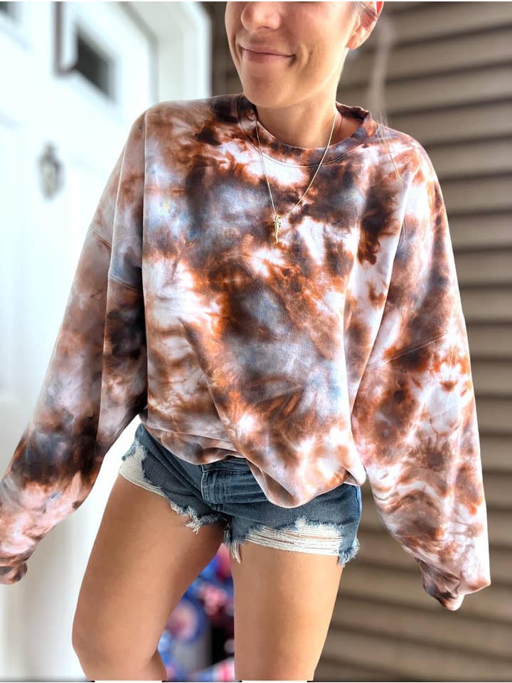 MYMARK DESIGNS - Wholesale T-Shirt - Women's - CINNAMON COCOA ICE DYE BLANK : TIEDYE