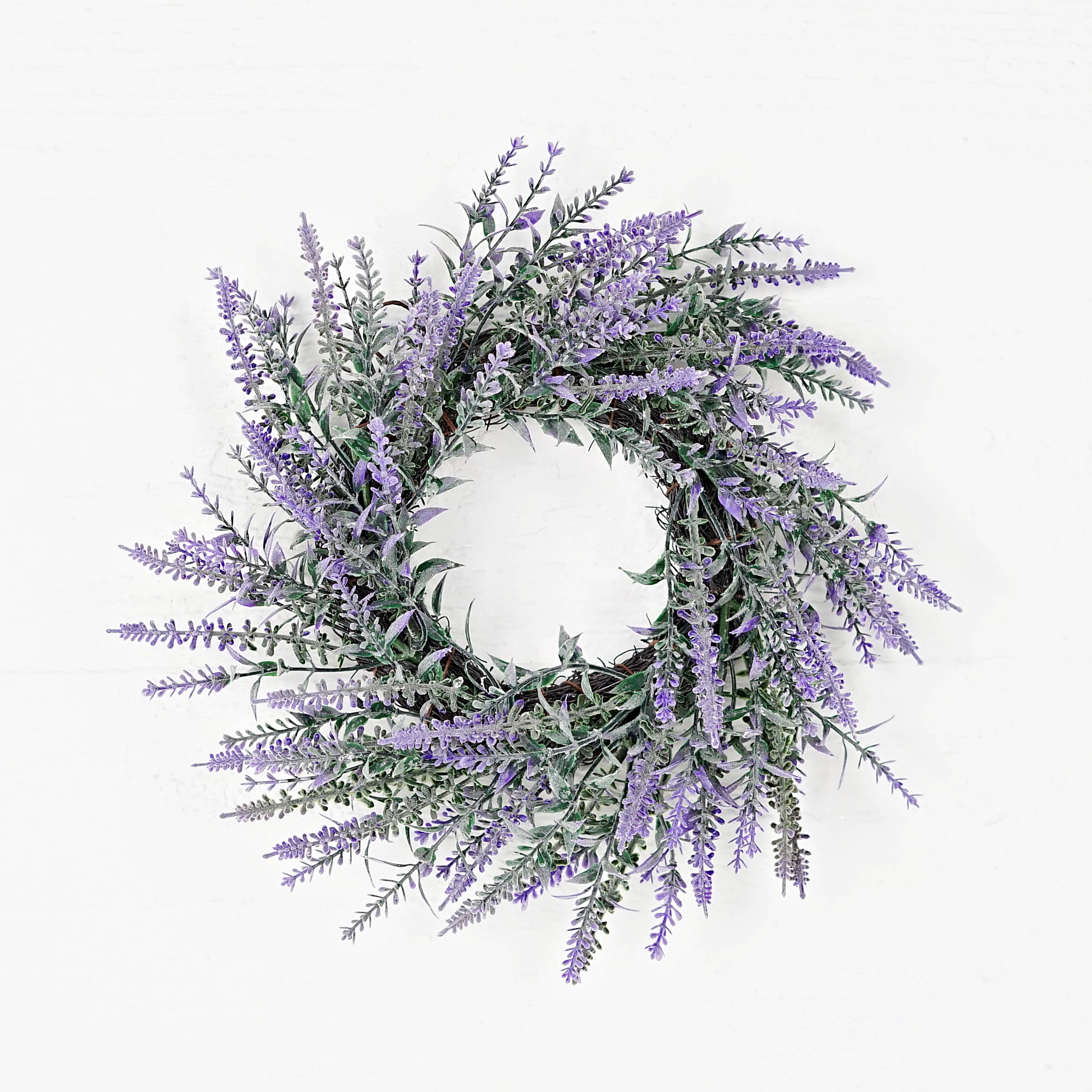 Impressive Enterprises, Inc. - Wholesale Artificial Flowers - 35101- 12in(4) Twig Wreath-Flocked French Lavender