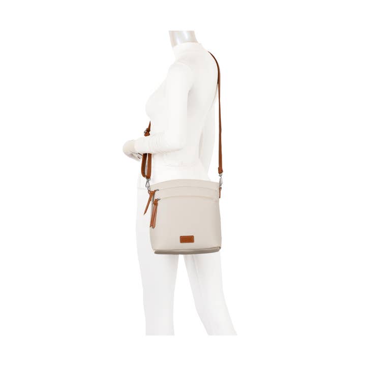 Superbia - Wholesale Crossbody Bag - Women's - Superbia 3 Zipper Two-toned Silver Hardware Cross Body Bag