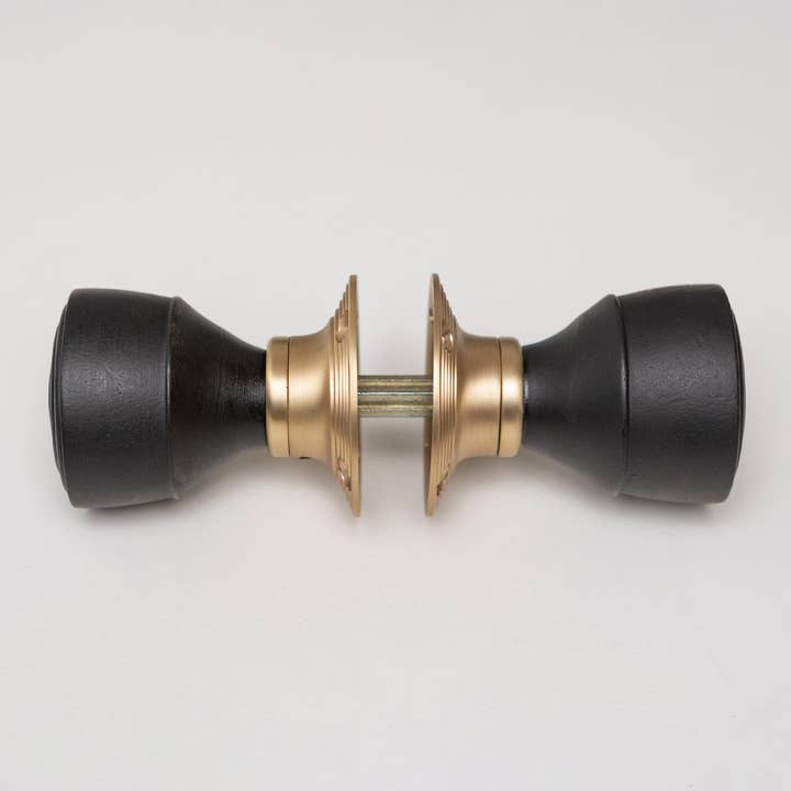 Brass bee - Wholesale Knob/pull - Ringed Door Knobs - Ebonised & Satin Brass (Pair) | Thumbturns & Latches1