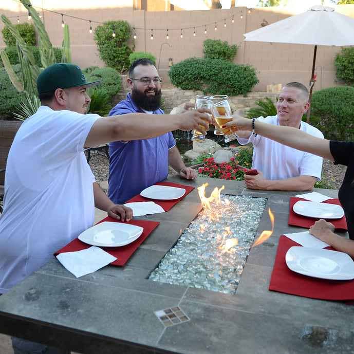 Patio Elegance - Wholesale Fire pit - Entertainer Outdoor Fire Pit Table – 6 Ft with Fire Glass (LP/NG Compatible)3