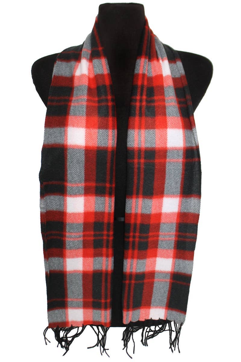 ASSORTITI Sciarpa avvolgente oblunga con bordo a frange in morbido pile scozzese in vendita all'ingrosso su Faire15