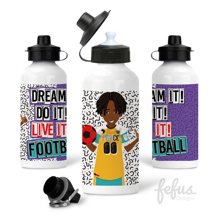 Kyrese - Boys Football Aluminium Water Bottle | Fefus Designs for wholesale by Fefus Designs