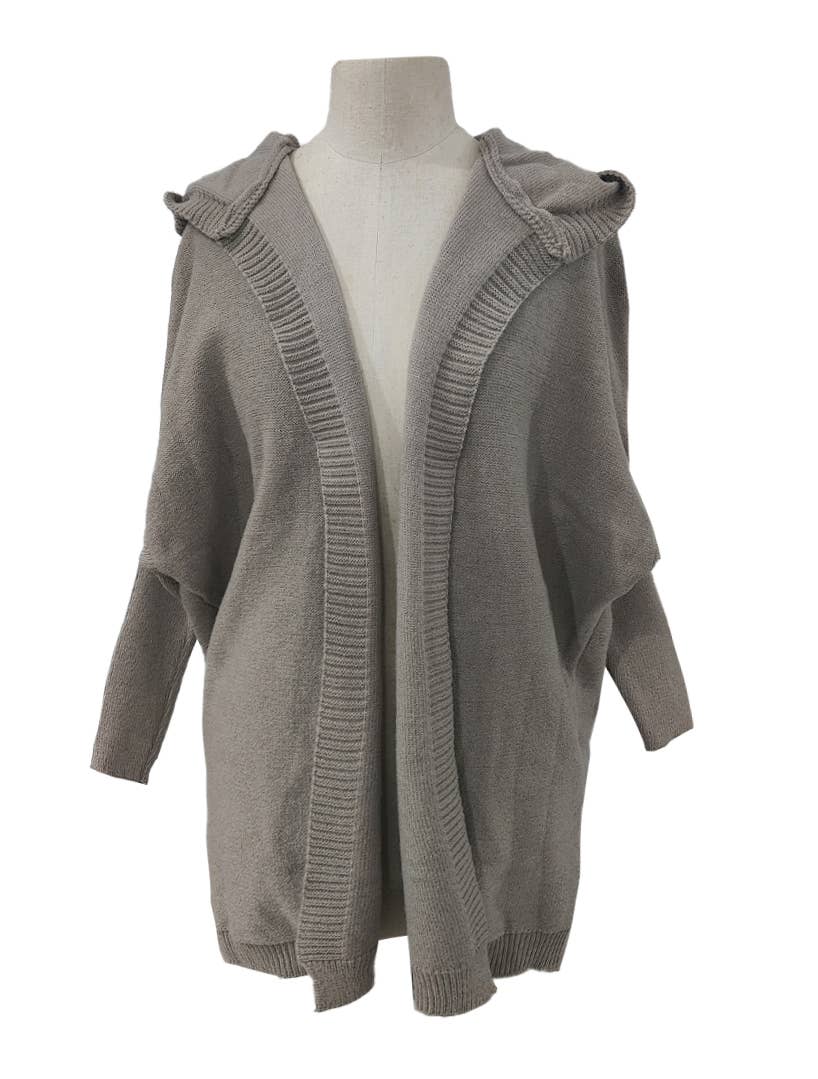 Rosa Clothing - Wholesale Cardigan - Women's - Plain exposed seam Hooded knit long cardigan coat27