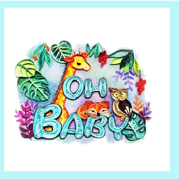 Oh Baby, baby shower quilling card, handmade card, paper card SPO-12 for wholesale by YoderDo Quilling Greeting Cards