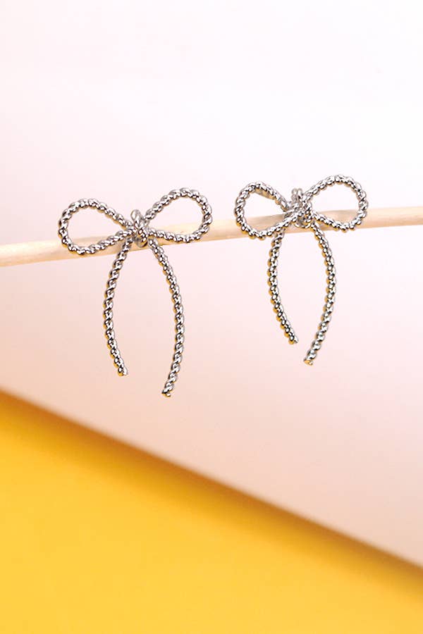 JOSSLYN by wall to wall - Wholesale Dangle Earrings - ROPE BOW DESIGN STUD EARRINGS | 10E30630074