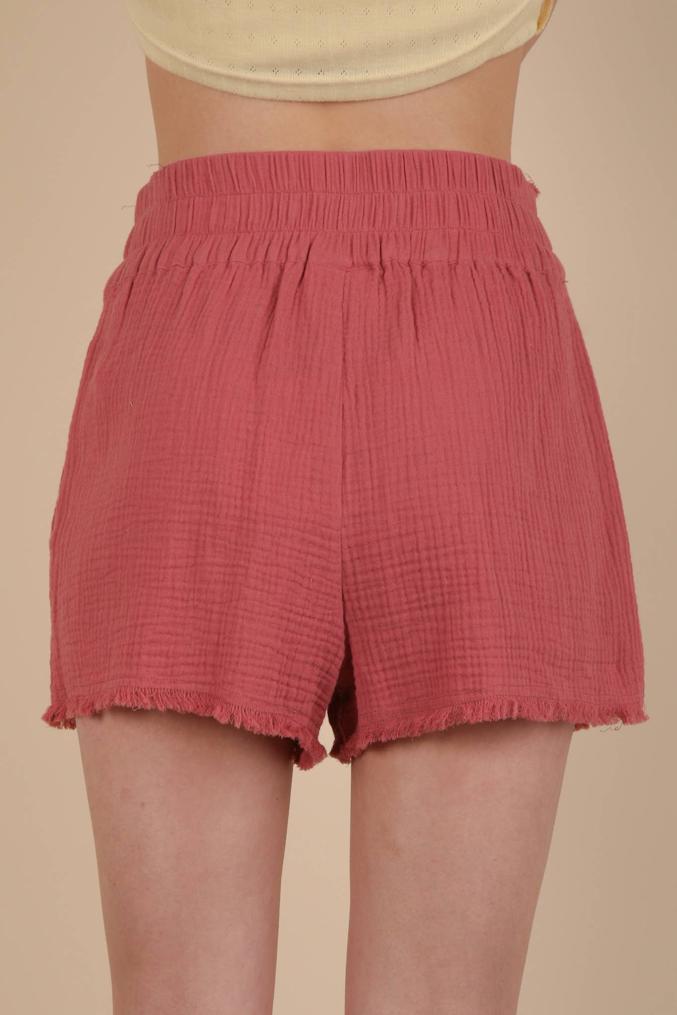 VERY J - Wholesale Shorts - Women's - NP70879-Cotton Gauze Shorts W/ Front Tie14