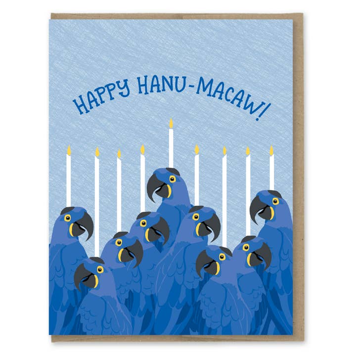 Macaws Hanukkah Card for wholesale by Modern Printed Matter