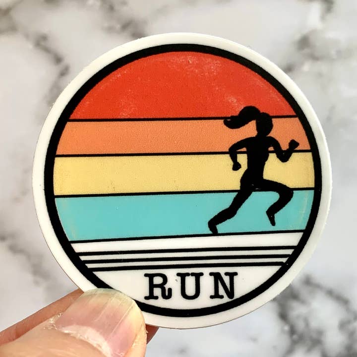Retro Runner Female Sticker for wholesale by Pen and Paces