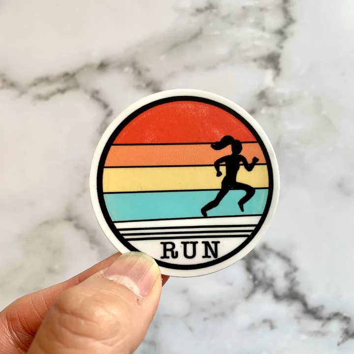 Retro Runner Female Sticker for wholesale by Pen and Paces