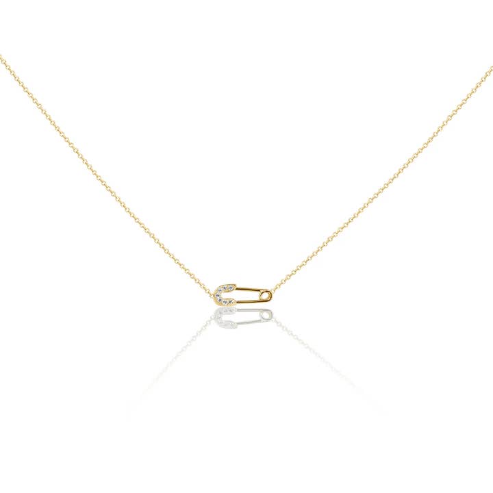 Mini Diamond Safety Pin Necklace for wholesale by C. GRASSI