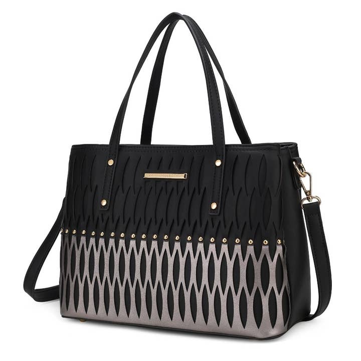 MKF Collection - Wholesale Tote Bag - Women's - Quinn Triple Compartment Color Block Tote Handbag by Mia K