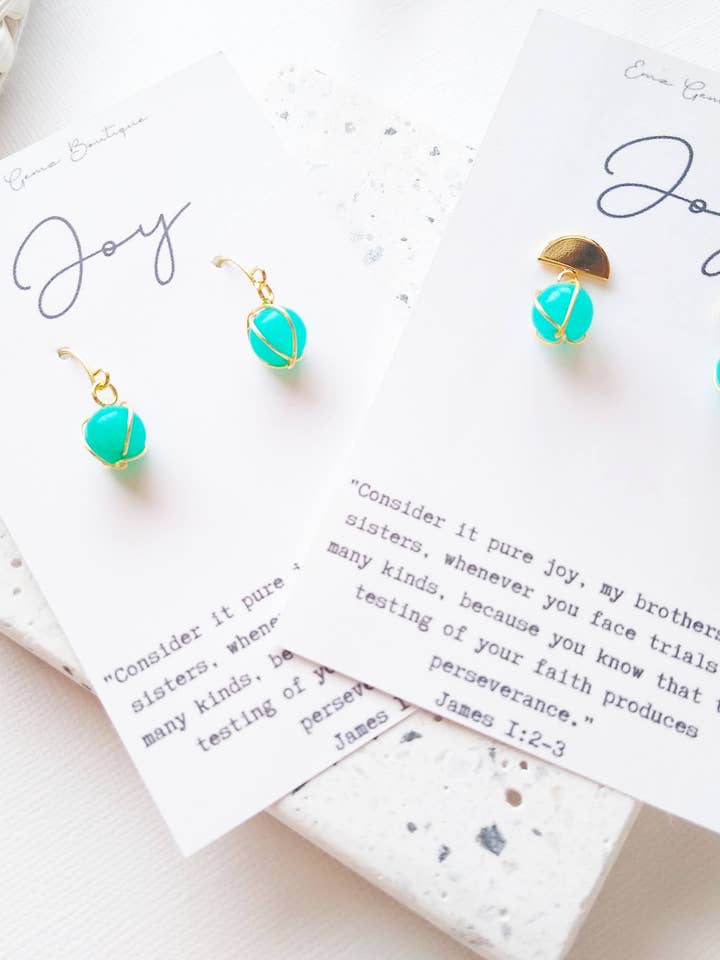 The Joy Earrings, Christian Jewelry, Bible Verse Jewelry for wholesale by Light Jewelry Co