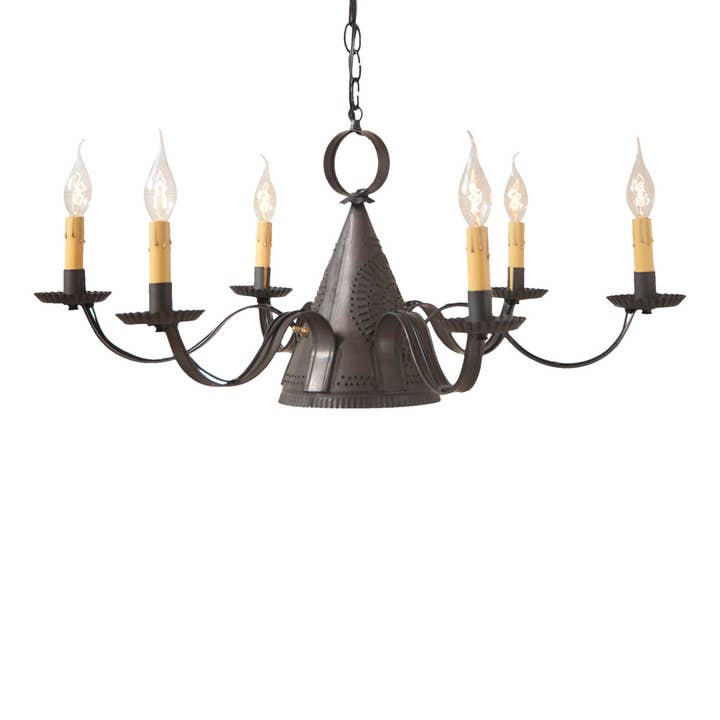 6-Arm Madison Tin Chandelier for wholesale by Irvin's Tinware
