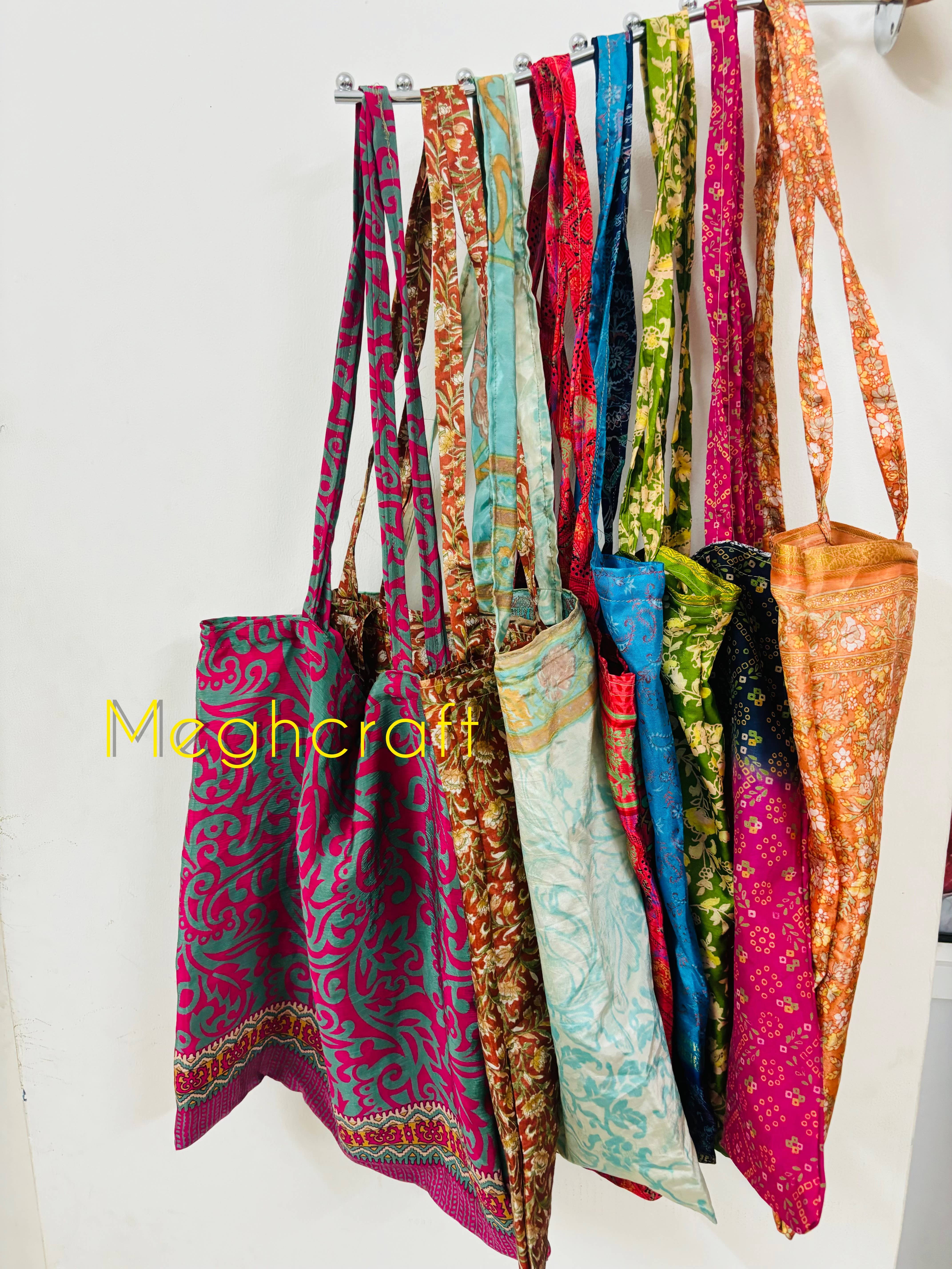 Meghcraft - Wholesale Gift Bag - Upcycled silk Shopping bags-Gift Bags Bulk-Grocery Tote bag8