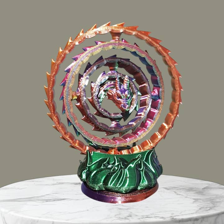 Jouet Dragon Gyroscope – Dragon Articulé avec Base à Effet de Feu, Gyroscope Décoratif & Fonctionnel, Parfait pour l'Exposition et le Divertissement pour la vente par PerfectionIn3D