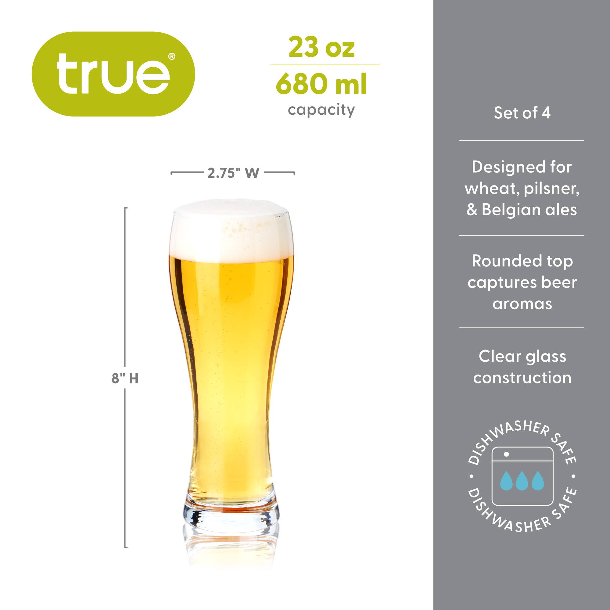 TRUE - Wholesale Beer Glass/Mug - Heavy Base Glass Wheat Beer Glasses Set of 45