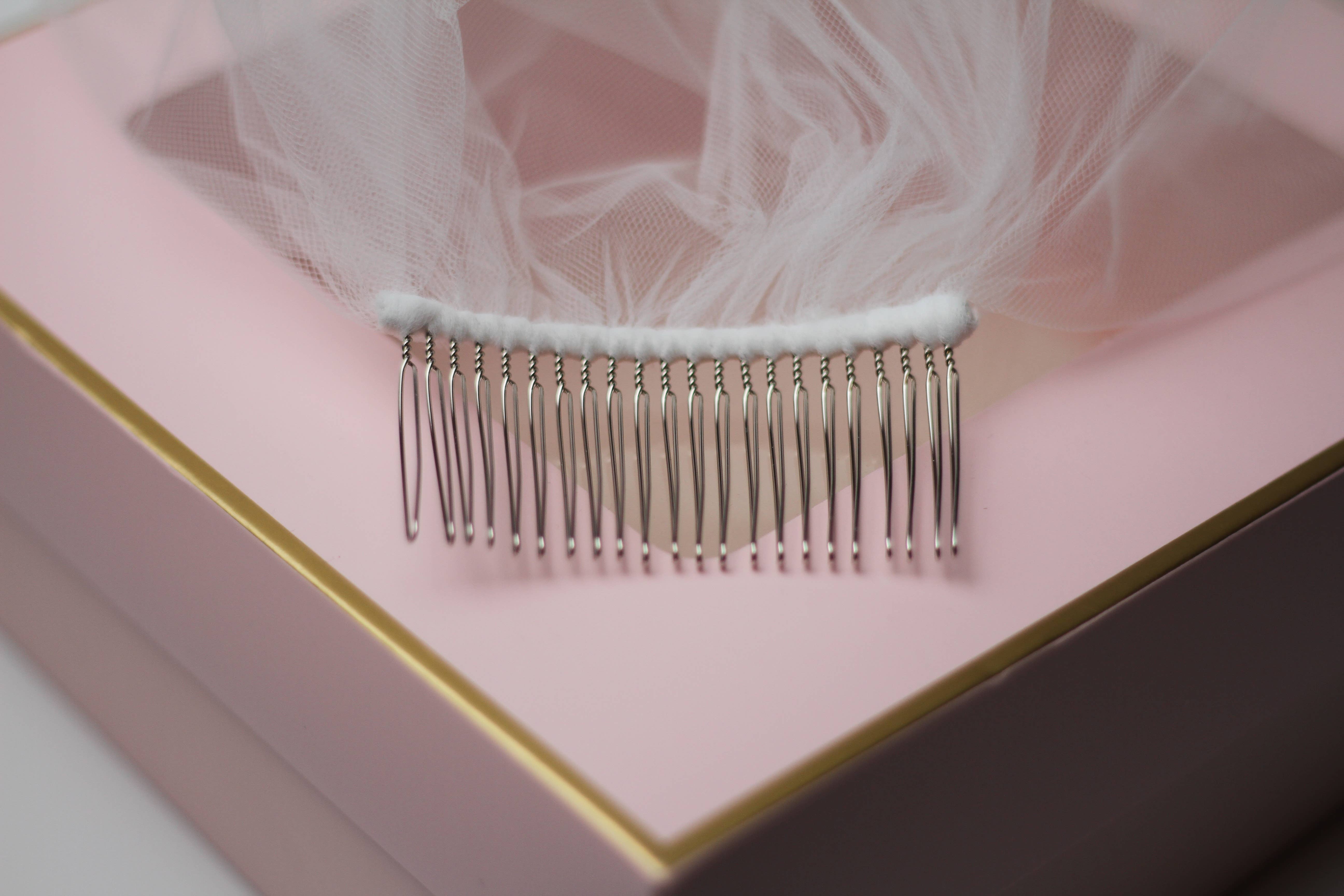 Floris Linens - Wholesale Veil - Women's - Two-Tiered Sheer Bridal Wedding Veil with Scattered Pearls5