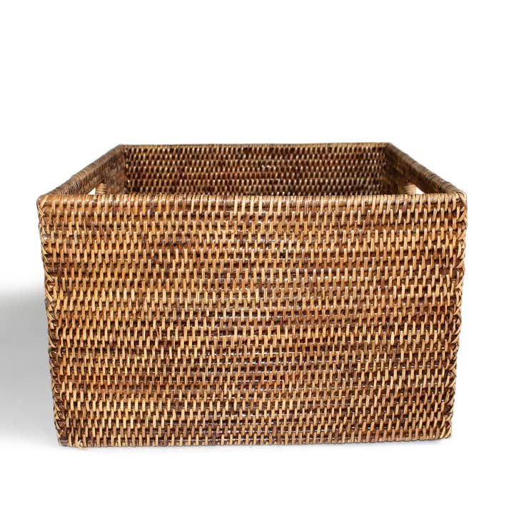Matahari - Wholesale Basket - Square Open Storage Basket w/ Cutout Handle - AB 15x14x9'H
