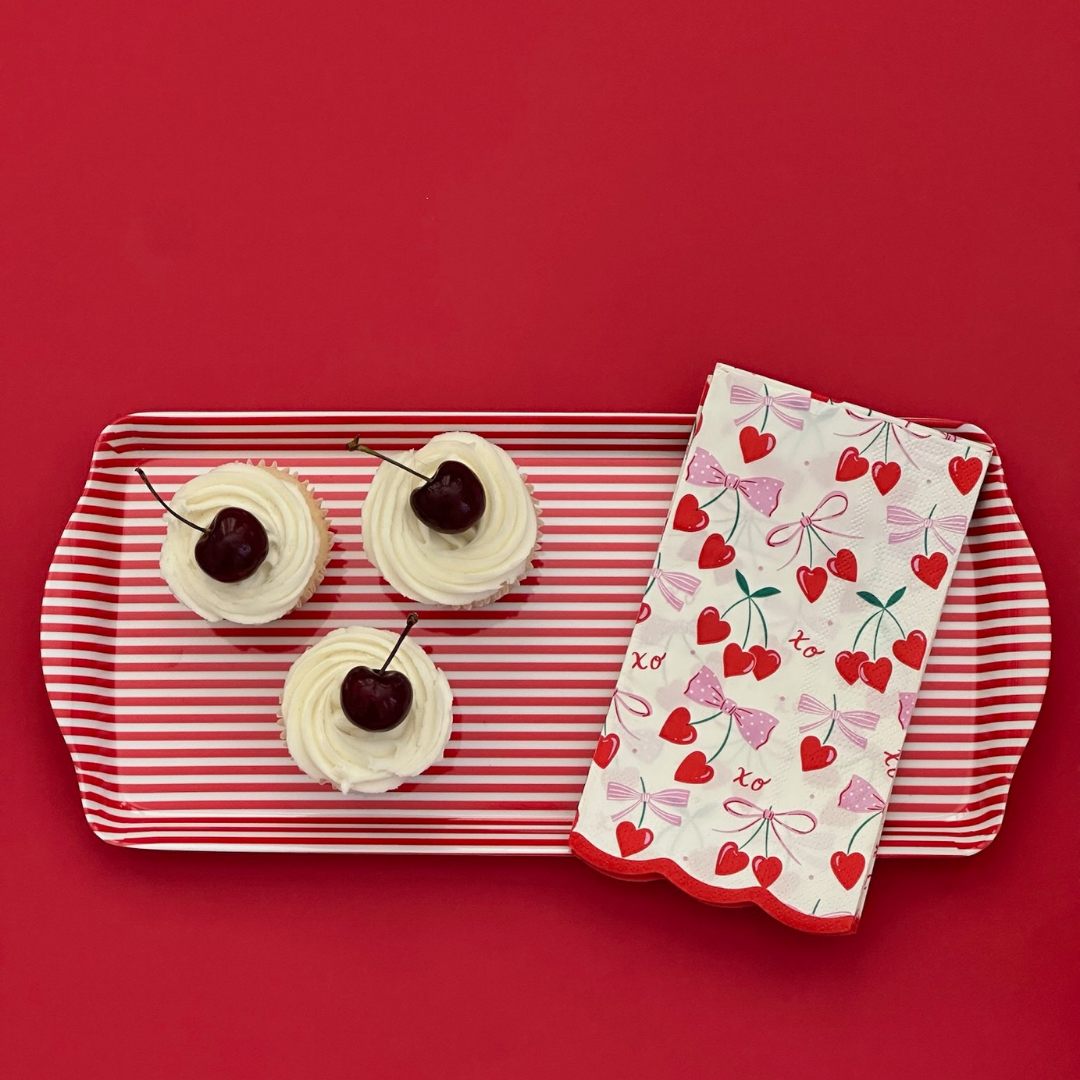 Sprinkles & Confetti Party Supplies - Wholesale Serving Tray - Red Stripe Melamine Multi Purpose Party Tray for Appetizers & Desserts2
