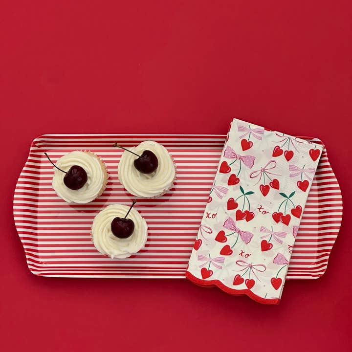 Sprinkles & Confetti Party Supplies - Wholesale Serving Tray - Red Stripe Melamine Multi Purpose Party Tray for Appetizers & Desserts2