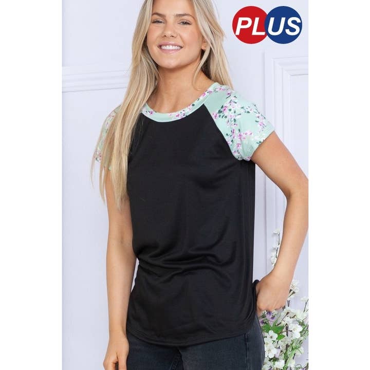 Haut de printemps uni à manches courtes à motif floral pour la vente par Clothing of America