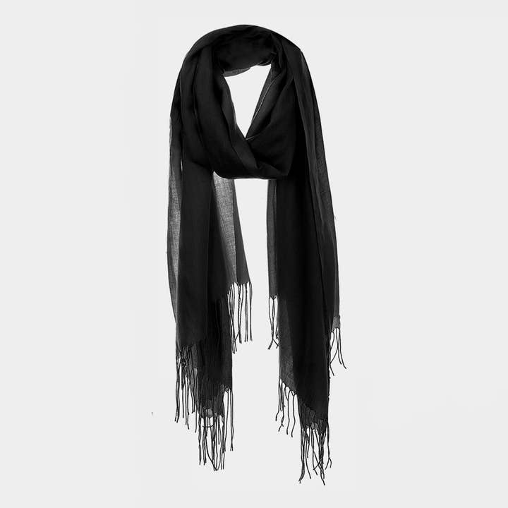 Solid Fringe Oblong Scarf for wholesale by Sensibling Corp.