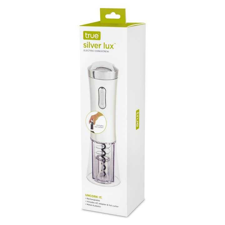 TRUE - Vente Sets d'ustensiles pour vin - Tire-bouchon électrique Silver Lux avec coupe-capsule amovible1