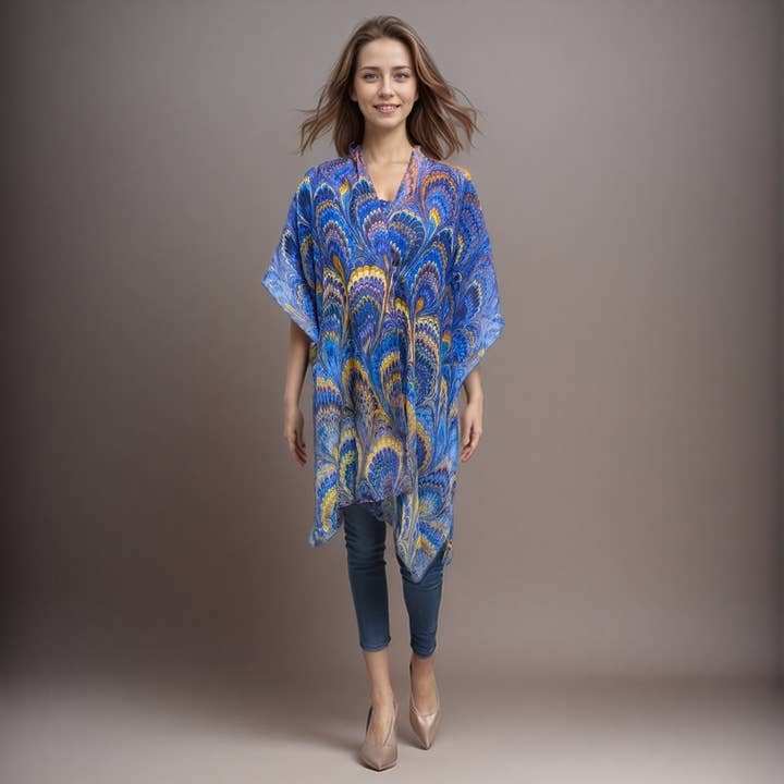 Blue Marbled Kaftan (90x180cm) - Exclusive Design for wholesale by Black Ginger